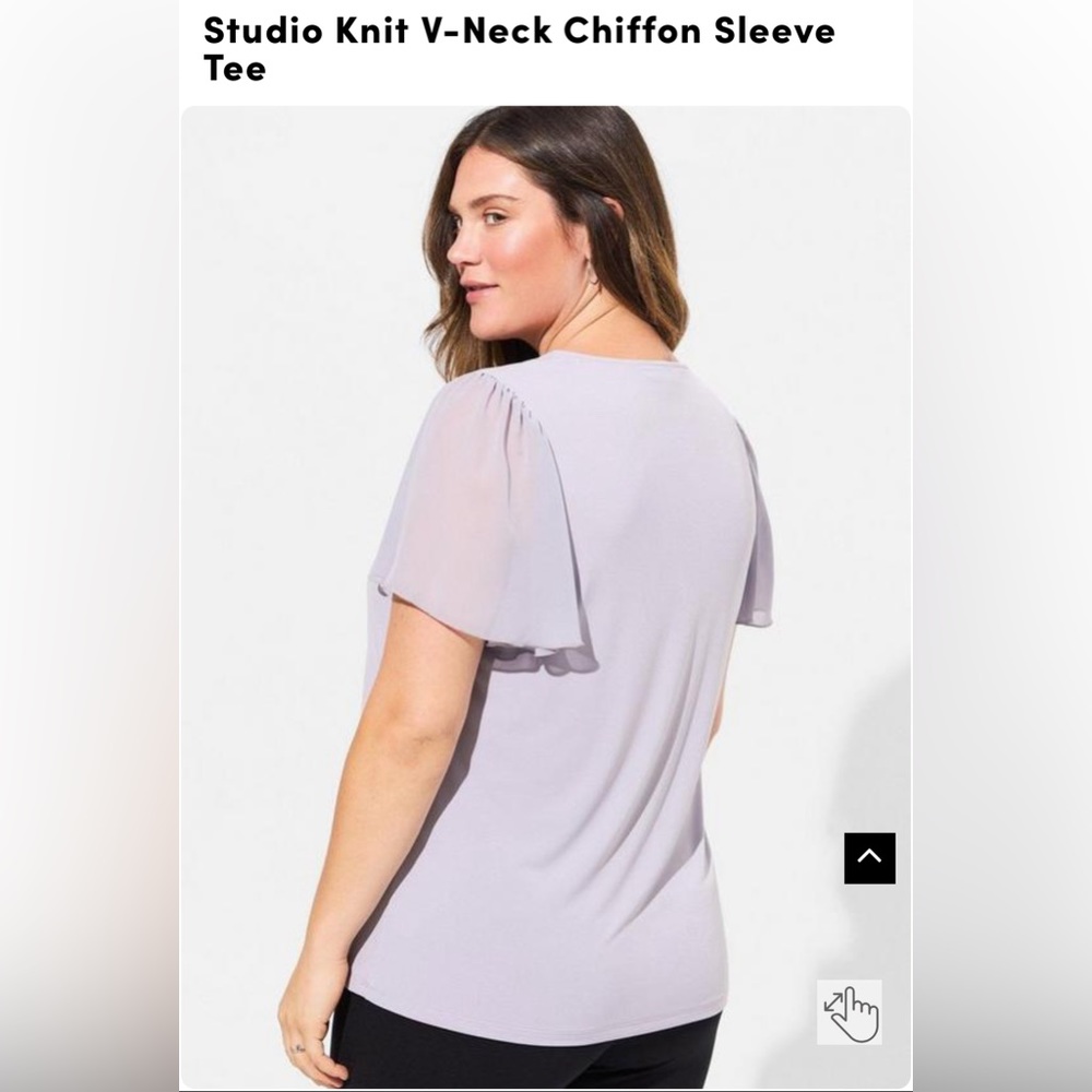 NWT TORRID Studio Knit V-Neck Chiffon Sleeve Tee lilac gray 3X 22-24